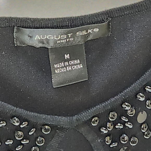 BLACK SLEEVELESS BEADED NECKLINE TOP SIZE M - Picture 3 of 12